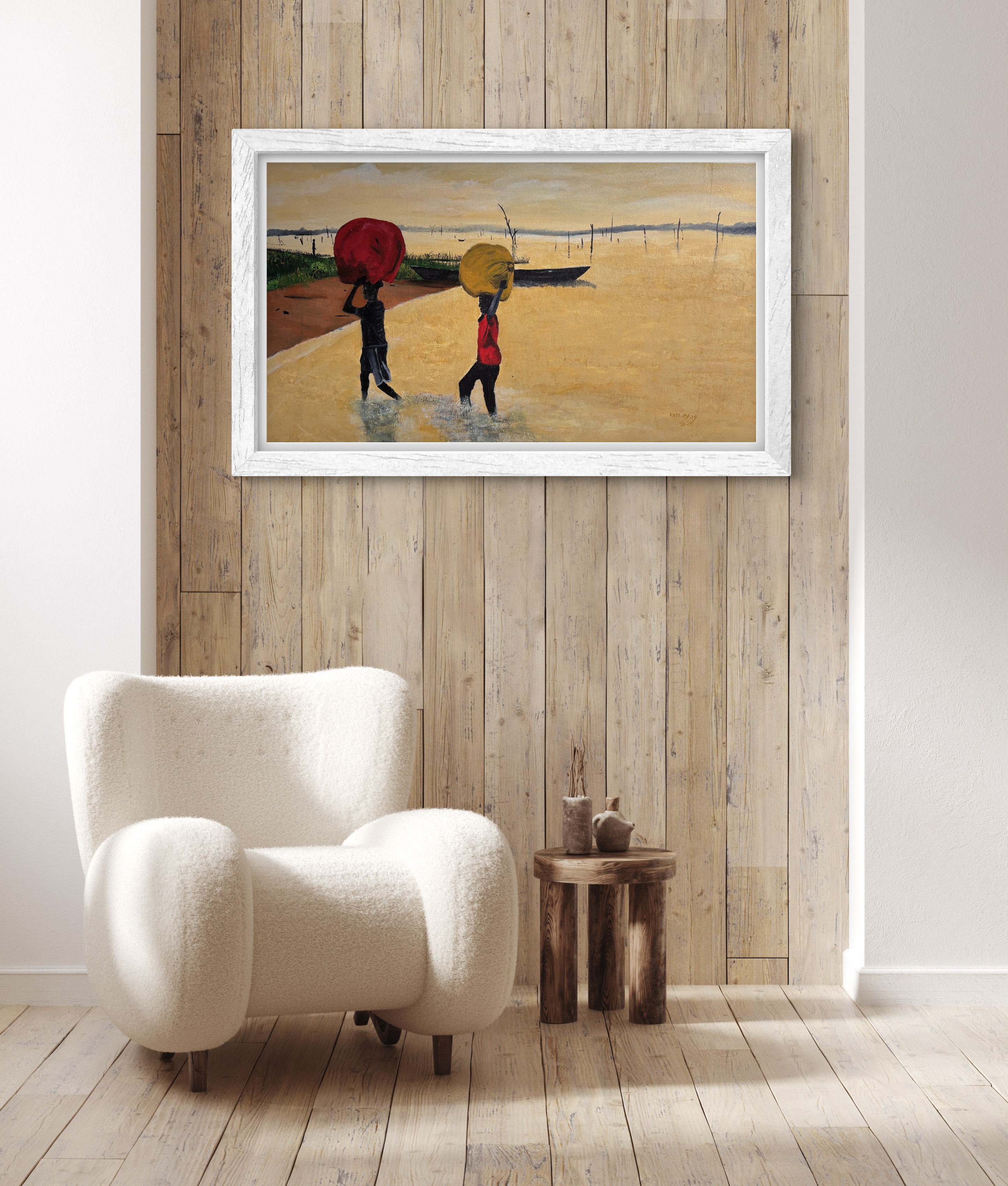 油彩 【ジャック・ソコル（J・Sokol）】仏人画家「Vendéeの村」F10号 Allure of the Shore – Original Acrylic Seascape Painting on Canvas